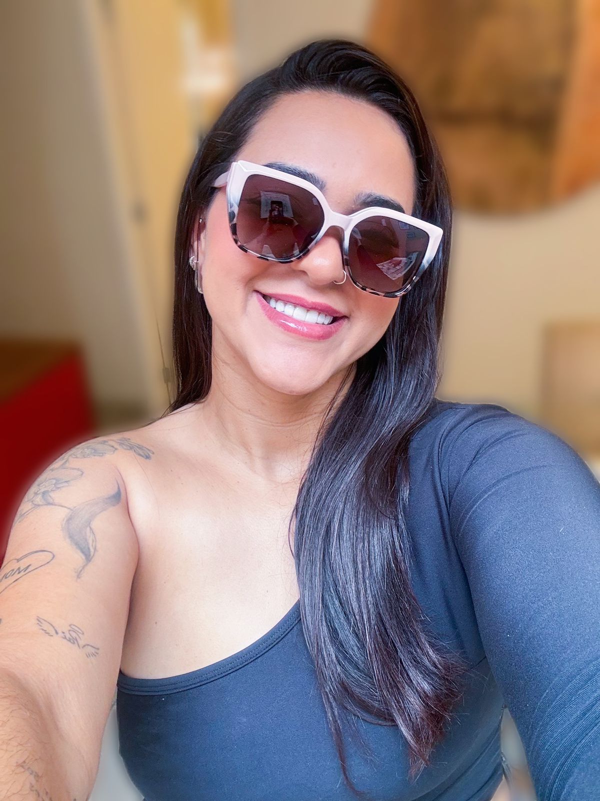 Óculos Ângela - 81013 - Nude com Animal Print