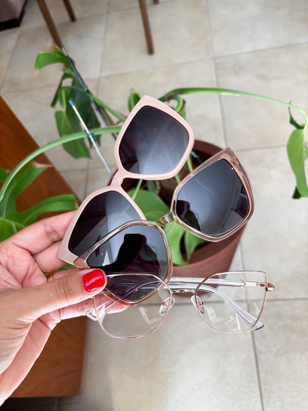 Óculos Camila - 3 em 1 - Dourado rosê